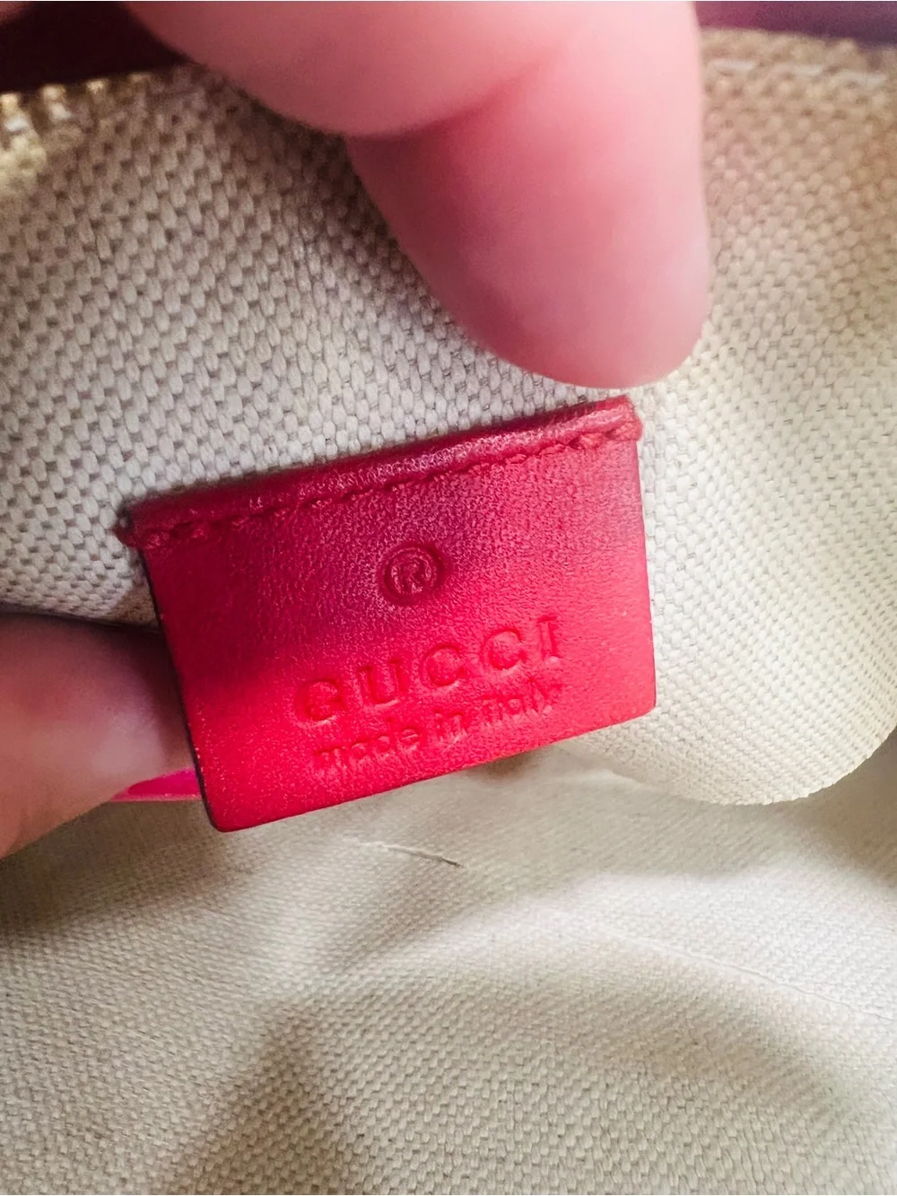 Gucci GG Supreme Canvas Tiger Head Pouch in Beige with Yellow & Red COA